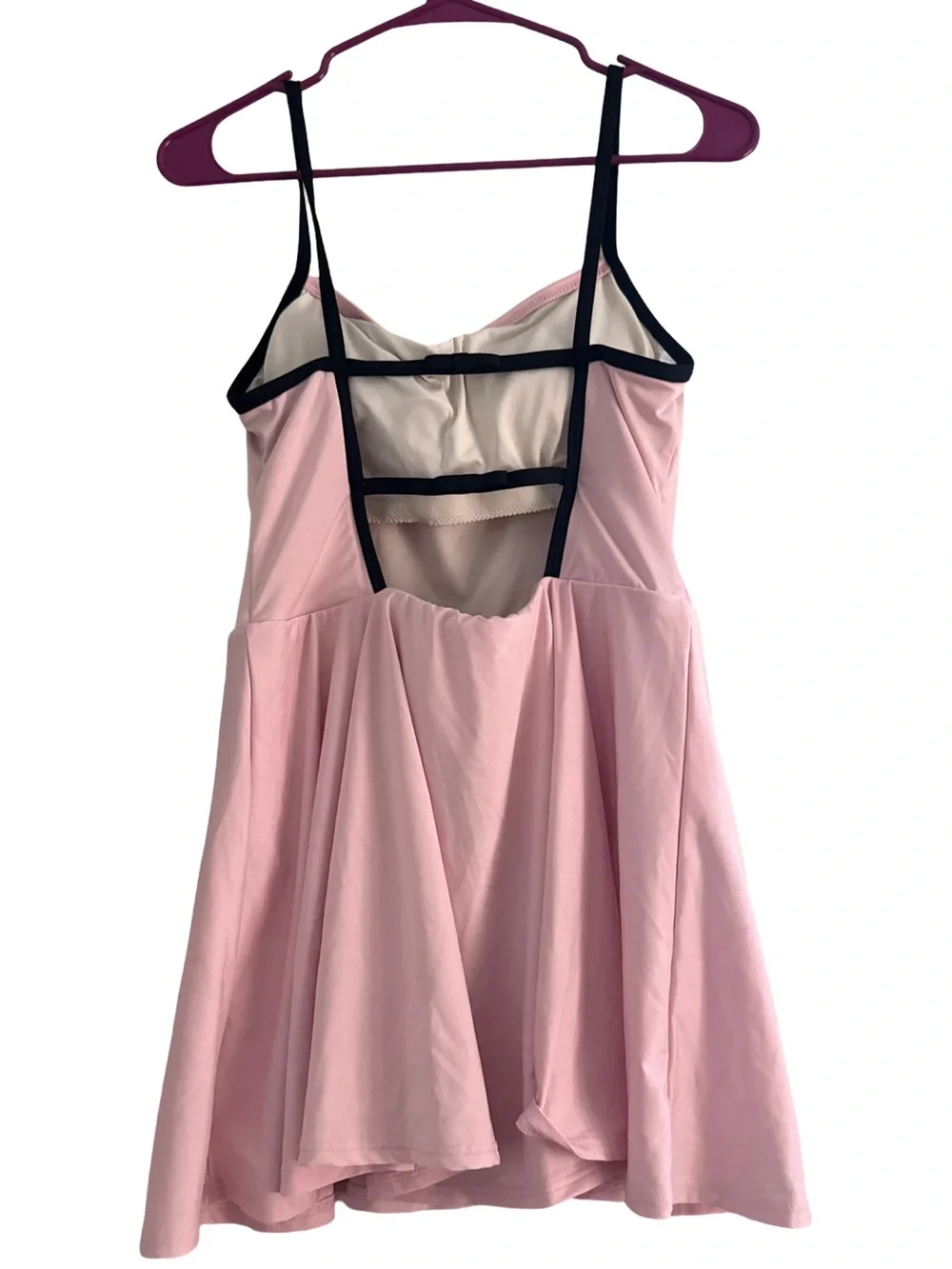 Kate Spade New York L Pink Swim Dress One Piece Swimsuit Skirt Black Trim